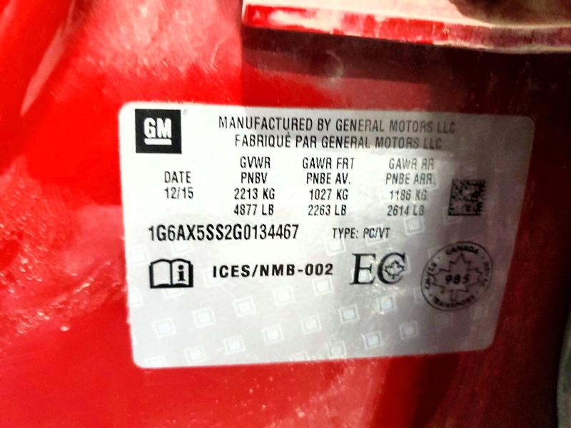 Aukcja sprzedaży 2016 Cadillac Cts, vin: 1G6AX5SS2G0134467, numer aukcji: 54792166