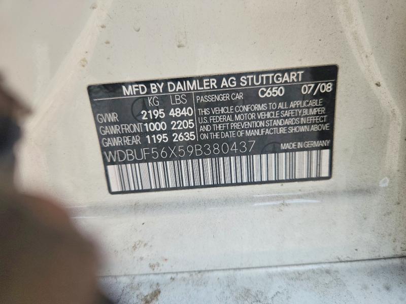 53959546 :رقم المزاد ، WDBUF56X59B380437 vin ، 2009 Mercedes-benz E مزاد بيع