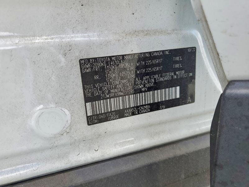 55225006 :رقم المزاد ، 2T3W1RFV9NW231285 vin ، 2022 Toyota Rav4 مزاد بيع