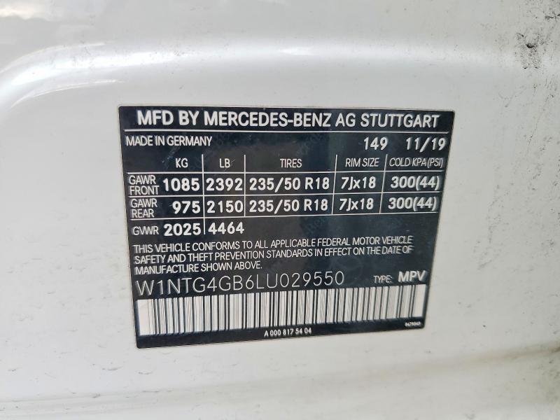 2020 Mercedes-benz Gla მანქანა იყიდება აუქციონზე, vin: W1NTG4GB6LU029550, აუქციონის ნომერი: 52678886