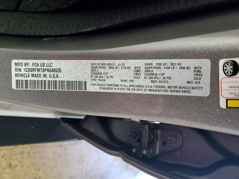 Продаж на аукціоні авто 2023 Ram 1500, vin: 1C6SRFMT8PN646526, номер лоту: 53933816
