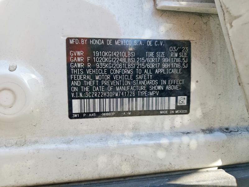 54279066 :رقم المزاد ، 3CZRZ2H30PM741726 vin ، 2023 Honda Hr-v مزاد بيع