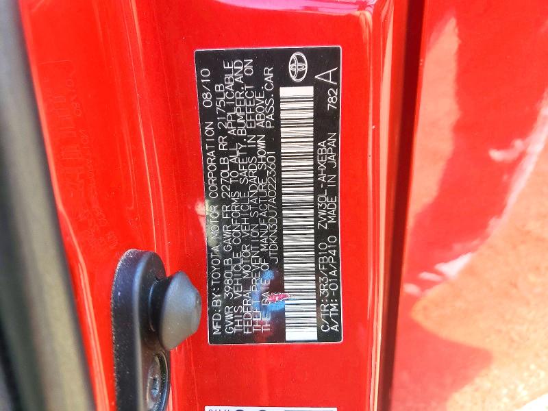 52769666 :رقم المزاد ، JTDKN3DU7A0223601 vin ، 2010 Toyota Prius مزاد بيع