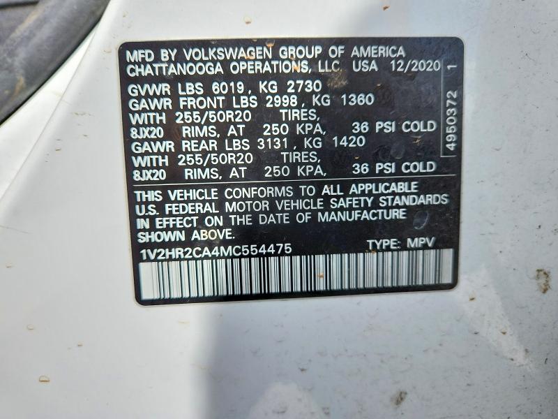 Продаж на аукціоні авто 2021 Volkswagen Atlas, vin: 1V2HR2CA4MC554475, номер лоту: 54185466