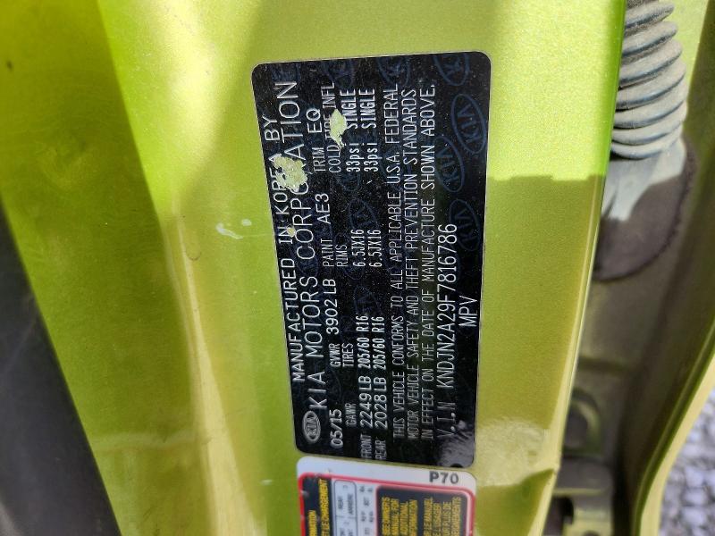 2015 Kia Soul მანქანა იყიდება აუქციონზე, vin: KNDJN2A29F7816786, აუქციონის ნომერი: 52434776