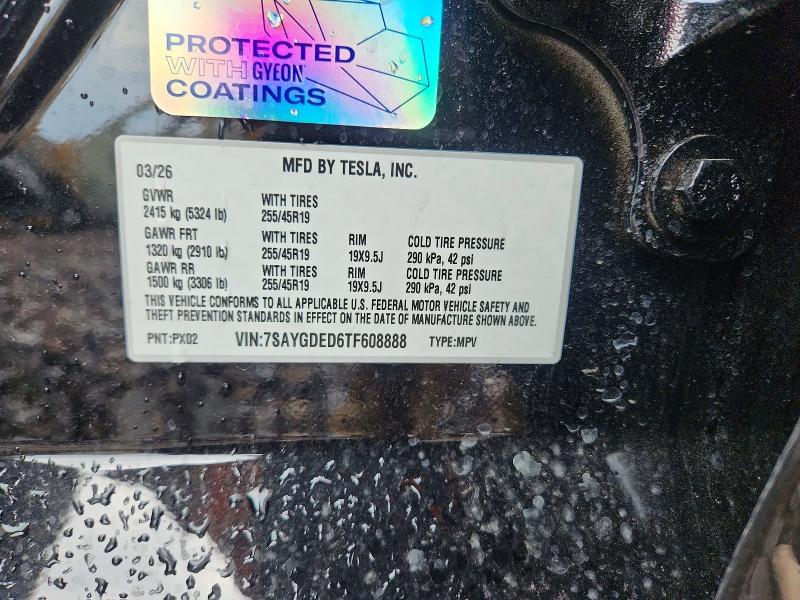 Продаж на аукціоні авто 2026 Tesla Model Y, vin: 7SAYGDED6TF608888, номер лоту: 53736456