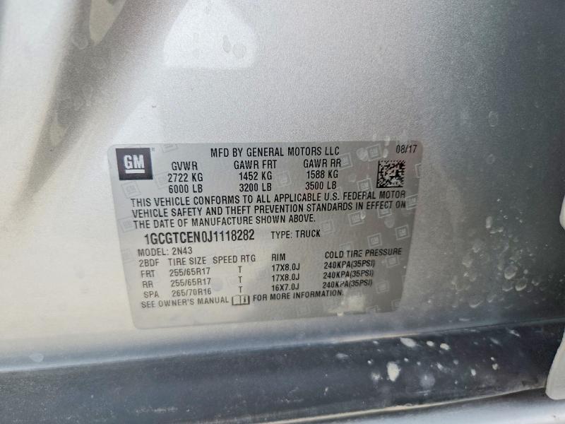 Aukcja sprzedaży 2018 Chevrolet Colorado, vin: 1GCGTCEN0J1118282, numer aukcji: 52969676