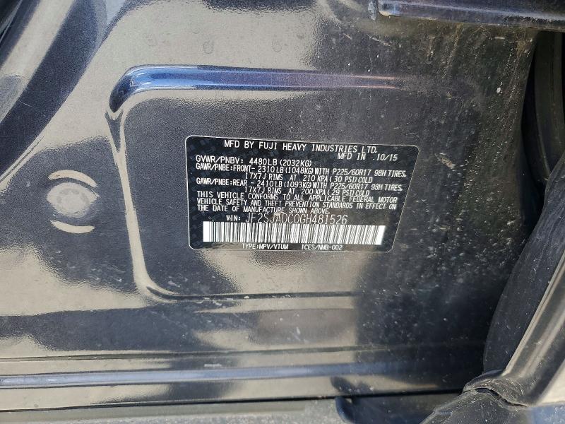 Продажа на аукционе авто 2016 Subaru Forester, vin: JF2SJADC0GH481526, номер лота: 54642446