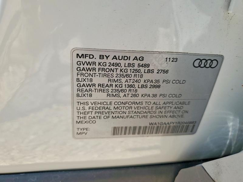 2024 Audi Q5 მანქანა იყიდება აუქციონზე, vin: WA1GAAFY1R2046883, აუქციონის ნომერი: 54084226