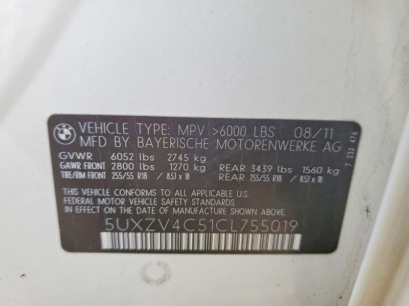 Продажа на аукционе авто 2012 Bmw X5, vin: 5UXZV4C51CL755019, номер лота: 54730756