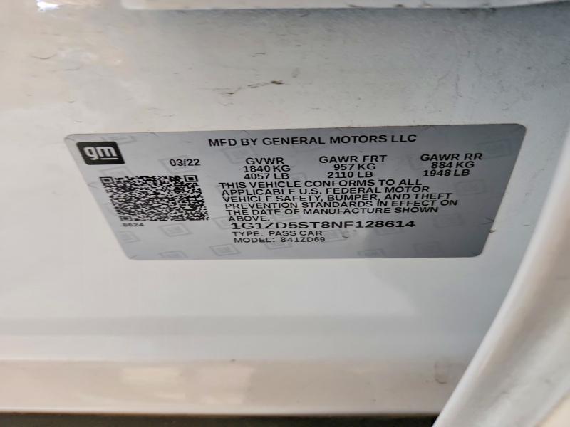 Aukcja sprzedaży 2022 Chevrolet Malibu, vin: 1G1ZD5ST8NF128614, numer aukcji: 54641806