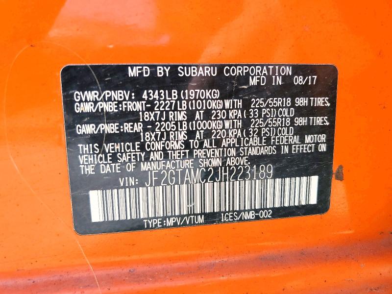 Продажа на аукционе авто 2018 Subaru Crosstrek, vin: JF2GTAMC2JH223189, номер лота: 54954876