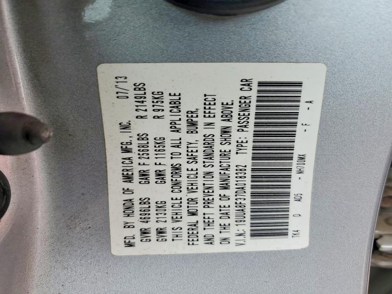 52994136 :رقم المزاد ، 19UUA8F37DA018382 vin ، 2013 Acura Tl مزاد بيع