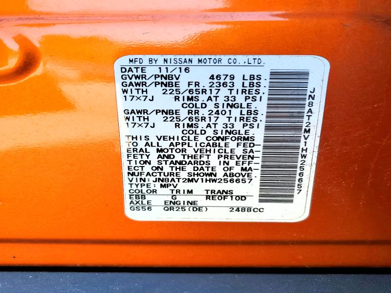 Продажа на аукционе авто 2017 Nissan Rogue, vin: JN8AT2MV1HW256657, номер лота: 52691666