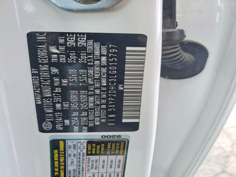 52616186 :رقم المزاد ، 5XYP2DHC3LG015797 vin ، 2020 Kia Telluride مزاد بيع