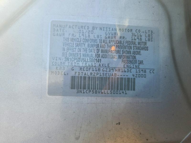 Aukcja sprzedaży 2020 Nissan Kicks, vin: 3N1CP5BV6LL500141, numer aukcji: 54342916