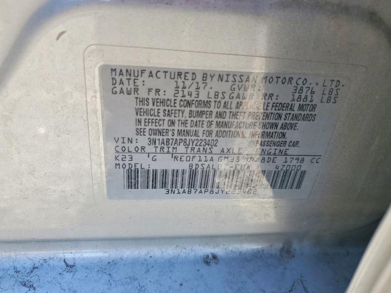 54327306 :رقم المزاد ، 3N1AB7AP8JY223402 vin ، 2018 Nissan Sentra مزاد بيع
