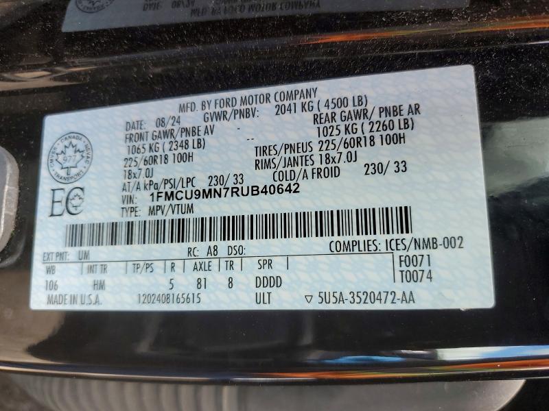 Продажа на аукционе авто 2024 Ford Escape, vin: 1FMCU9MN7RUB40642, номер лота: 53084316