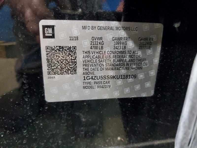 54838726 :رقم المزاد ، 1G4ZU5SS9KU118109 vin ، 2019 Buick Lacrosse مزاد بيع