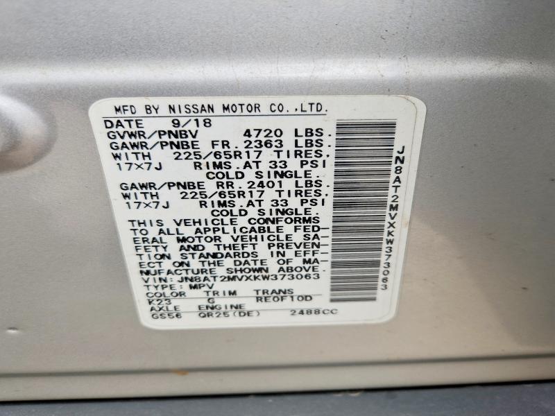 Продажа на аукционе авто 2019 Nissan Rogue, vin: JN8AT2MVXKW373063, номер лота: 53895346