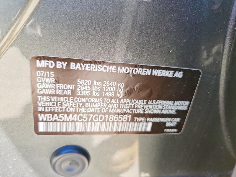 2016 Bmw 535 მანქანა იყიდება აუქციონზე, vin: WBA5M4C57GD186581, აუქციონის ნომერი: 53245066