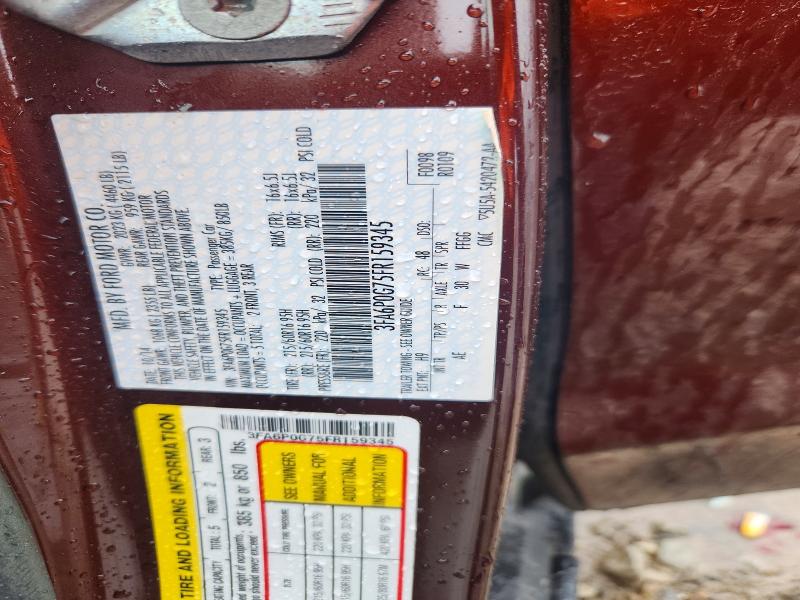 2015 Ford Fusion მანქანა იყიდება აუქციონზე, vin: 3FA6P0G75FR159345, აუქციონის ნომერი: 54889336