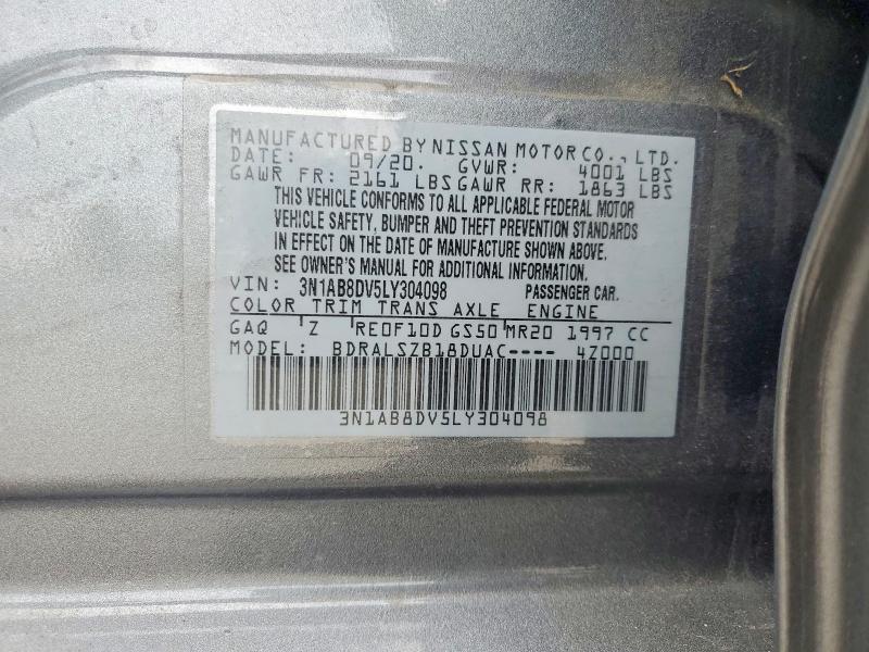 Auction sale of the 2020 Nissan Sentra, vin: 3N1AB8DV5LY304098, lot number: 52886396