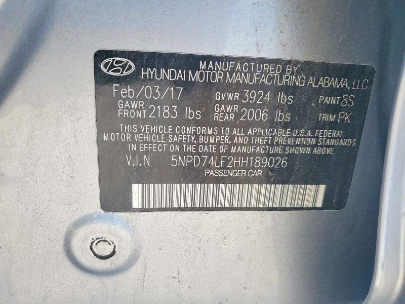 Aukcja sprzedaży 2017 Hyundai Elantra, vin: 5NPD74LF2HH189026, numer aukcji: 52188676