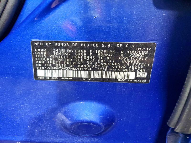 54668846 :رقم المزاد ، 3HGGK5H57HM704454 vin ، 2017 Honda Fit مزاد بيع