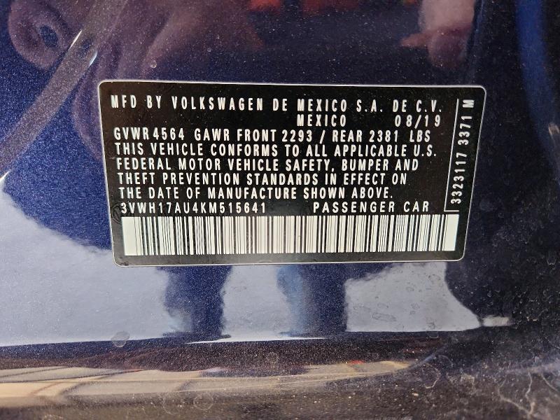 Продаж на аукціоні авто 2019 Volkswagen Golf Alltrack, vin: 3VWH17AU4KM515641, номер лоту: 54545526