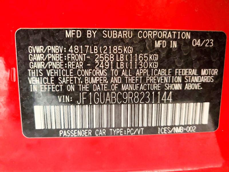 Продаж на аукціоні авто 2024 Subaru Impreza, vin: JF1GUABC9R8231144, номер лоту: 51802436