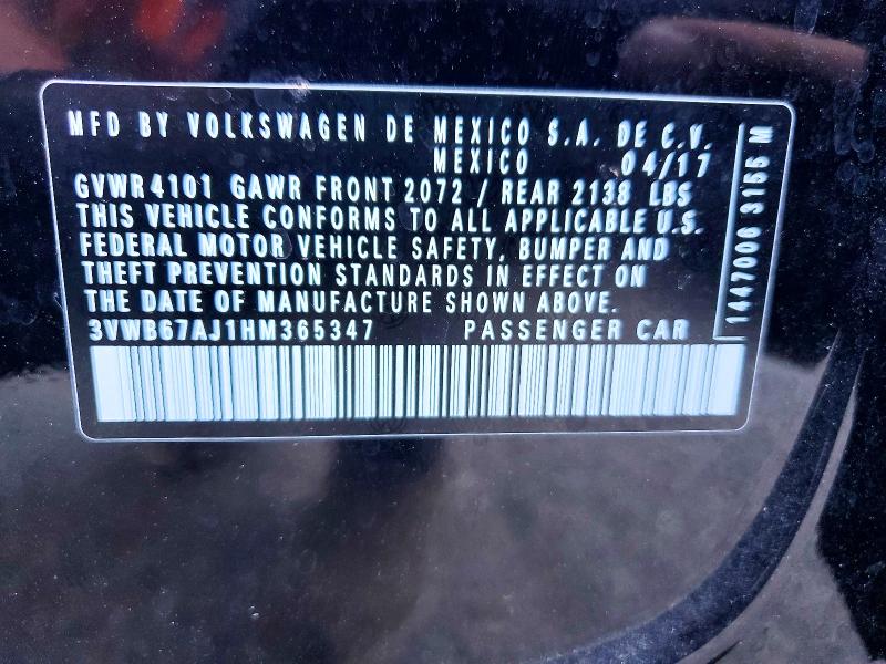 53141936 :رقم المزاد ، 3VWB67AJ1HM365347 vin ، 2017 Volkswagen Jetta مزاد بيع