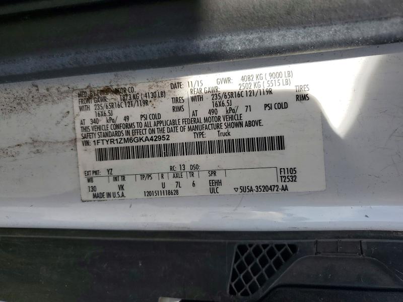 60950726 :رقم المزاد ، 1FTYR1ZM6GKA42952 vin ، 2016 Ford Transit مزاد بيع