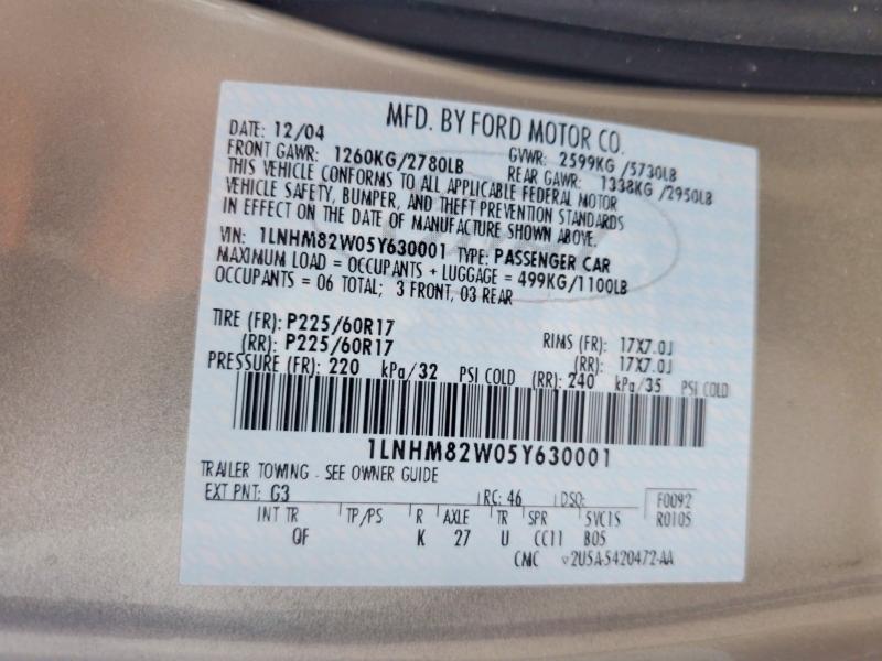 Продажа на аукционе авто 2005 Lincoln Town Car, vin: 1LNHM82W05Y630001, номер лота: 54152916