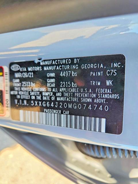 Продаж на аукціоні авто 2021 Kia K5, vin: 5XXG64J20MG074740, номер лоту: 52090216