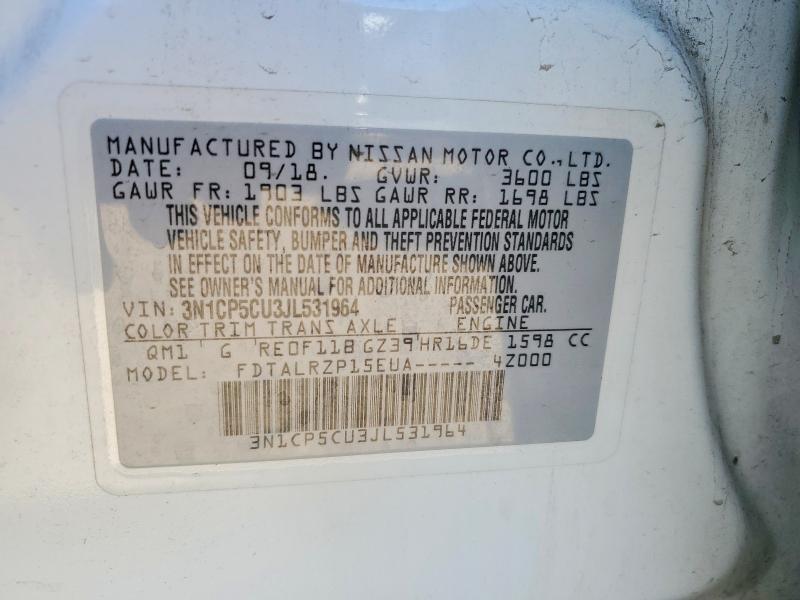 Aukcja sprzedaży 2018 Nissan Kicks, vin: 3N1CP5CU3JL531964, numer aukcji: 53235566