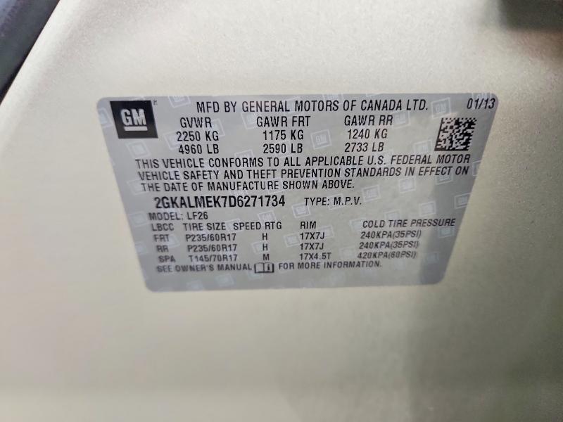 54531006 :رقم المزاد ، 2GKALMEK7D6271734 vin ، 2013 Gmc Terrain مزاد بيع