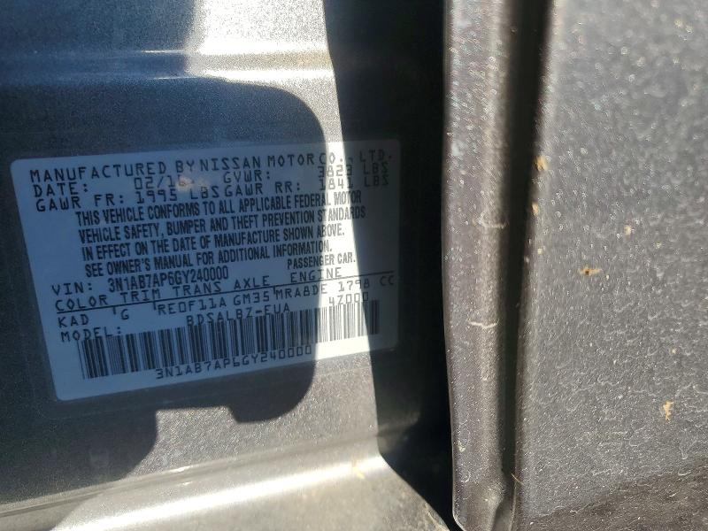 Продажа на аукционе авто 2016 Nissan Sentra, vin: 3N1AB7AP6GY240000, номер лота: 52362856