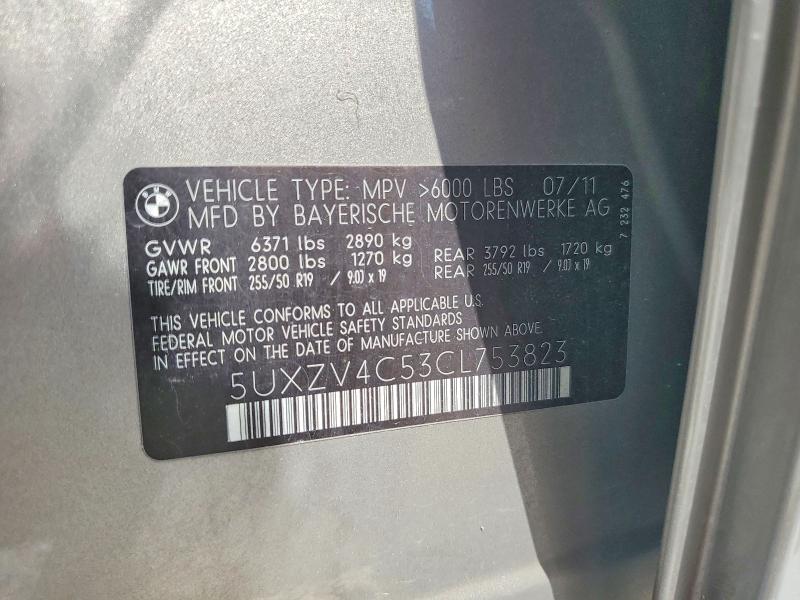Продаж на аукціоні авто 2012 Bmw X5, vin: 5UXZV4C53CL753823, номер лоту: 54240226