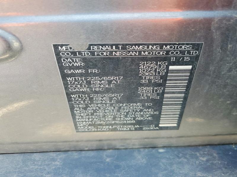 Aukcja sprzedaży 2016 Nissan Rogue, vin: KNMAT2MV2GP624168, numer aukcji: 54126696