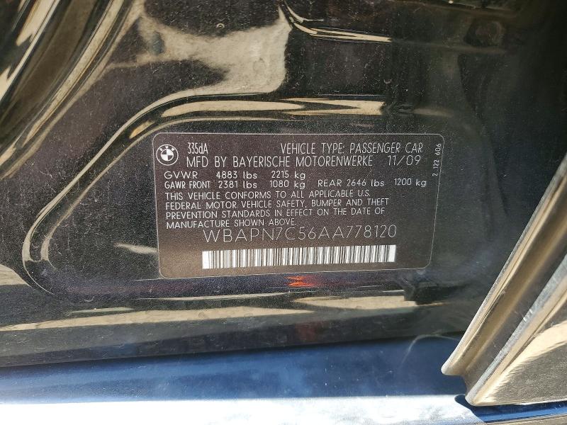 49876066 :رقم المزاد ، WBAPN7C56AA778120 vin ، 2010 Bmw 3 Series مزاد بيع