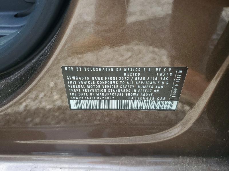 54443336 :رقم المزاد ، 3VW2K7AJ8EM226002 vin ، 2014 Volkswagen Jetta مزاد بيع