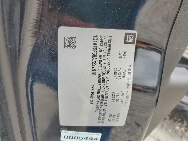 Aukcja sprzedaży 2010 Chevrolet Cobalt, vin: 1G1AF5F58A7222810, numer aukcji: 52329716