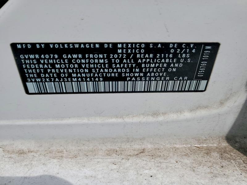 Aukcja sprzedaży 2014 Volkswagen Jetta, vin: 3VW2K7AJ3EM414149, numer aukcji: 53542006