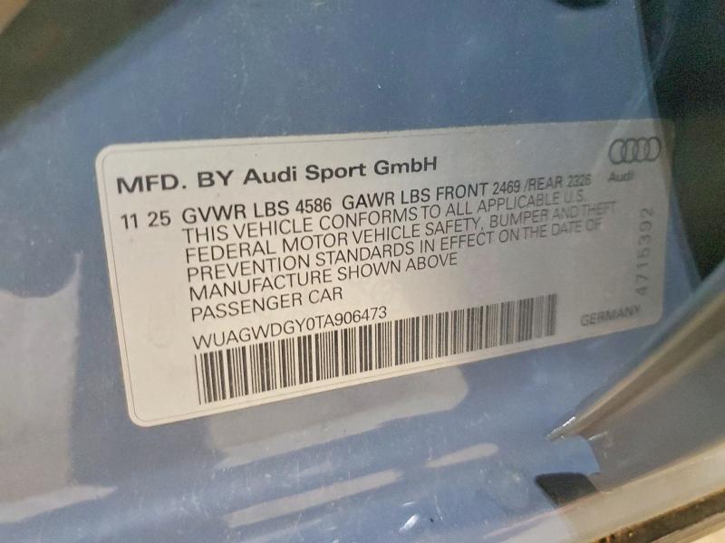 53376886 :رقم المزاد ، WUAGWDGY0TA906473 vin ، 2026 Audi Rs3 مزاد بيع