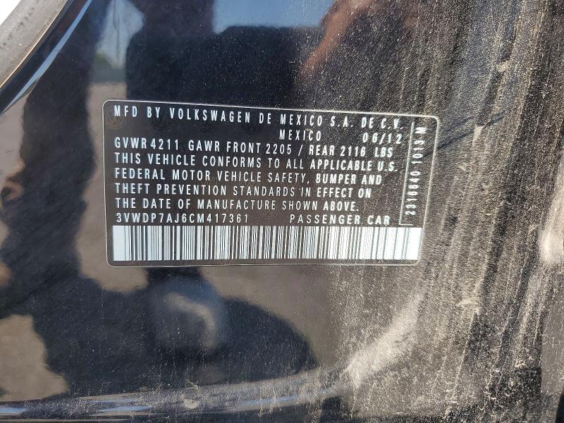 Продаж на аукціоні авто 2012 Volkswagen Jetta, vin: 3VWDP7AJ6CM417361, номер лоту: 53776996