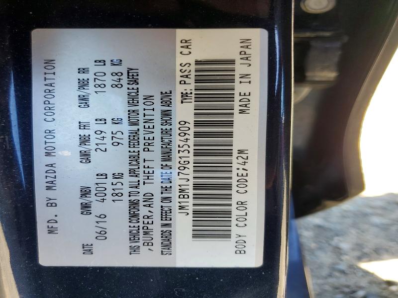 54172166 :رقم المزاد ، JM1BM1J79G1354909 vin ، 2016 Mazda 3 مزاد بيع