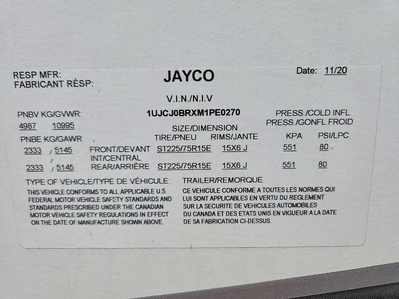 Продаж на аукціоні авто 2021 Jayco Eaglet27rs, vin: 1UJCJ0BRXM1PE0270, номер лоту: 54961676