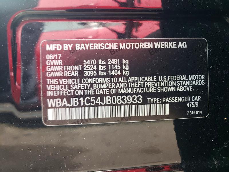 Продажа на аукционе авто 2018 Bmw 530xe, vin: WBAJB1C54JB083933, номер лота: 54750106
