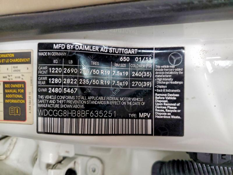Aukcja sprzedaży 2011 Mercedes-benz Glk, vin: WDCGG8HB8BF635251, numer aukcji: 53589316